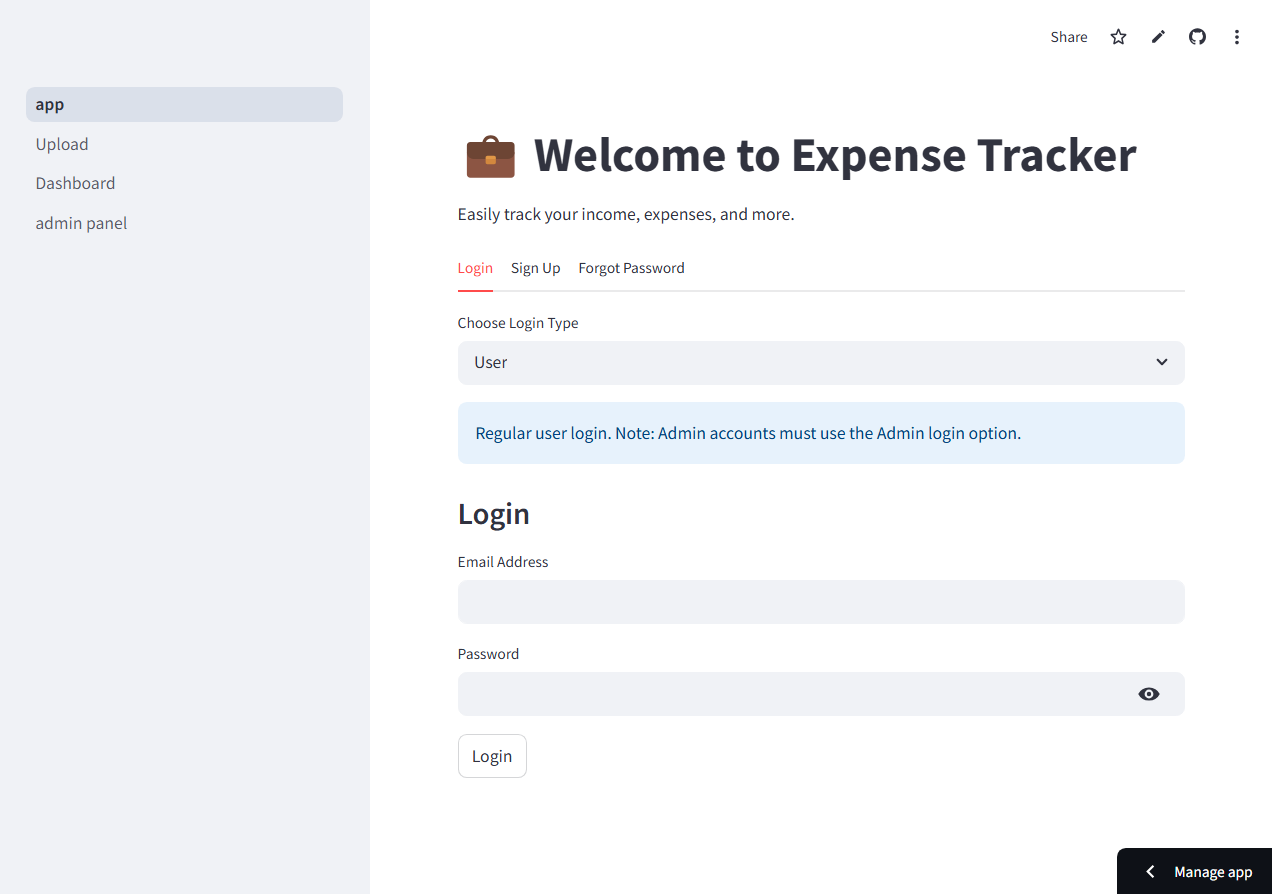 Expense Tracker Streamlit financial dashboard for importing and analyzing transaction data